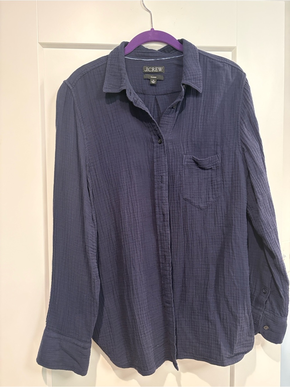J. Crew Dark Navy Cotton Gauze Button-Down Shirt